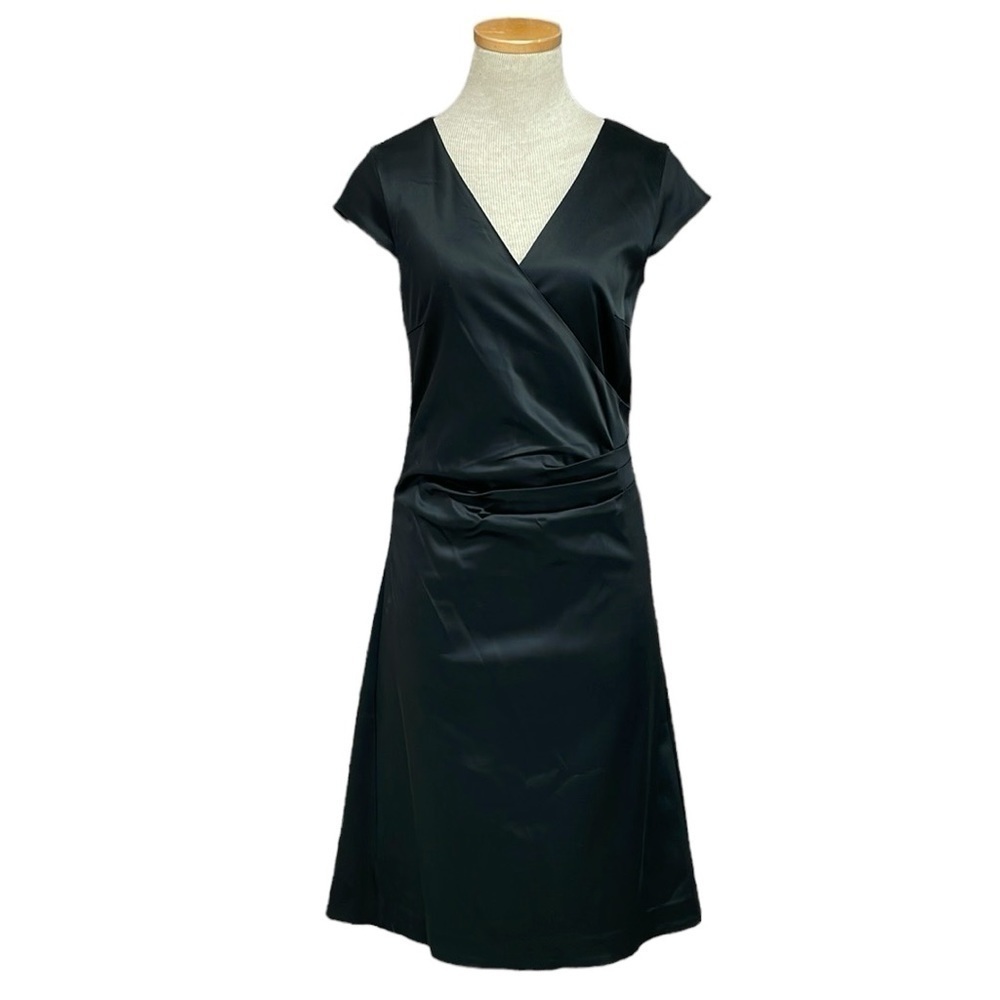 InWear Dress Women's 8 Black Yammie Short Sleeve A-Line V-Neck Midi NWT